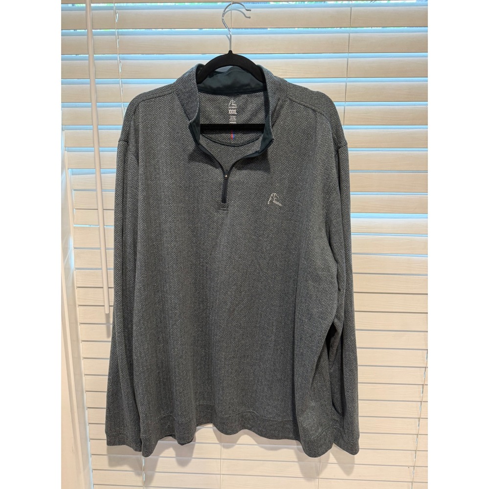 Rhoback Mens XXXL Green Herringbone Quarter Zip Performance Pullover Sweater